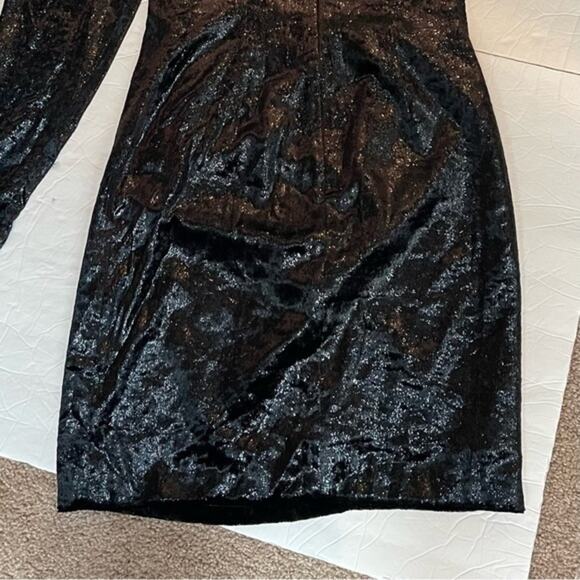 BCBGMaxAzria One Shoulder Metallic Black BodyCon Party‎ Event Dress NWT Size 0 - Picture 7 of 14